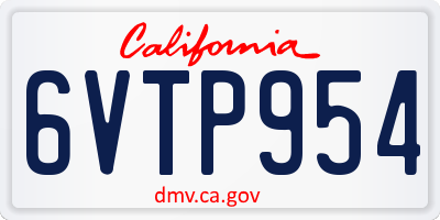 CA license plate 6VTP954
