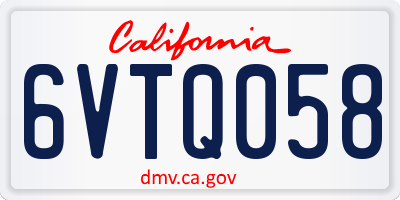 CA license plate 6VTQ058