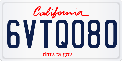 CA license plate 6VTQ080