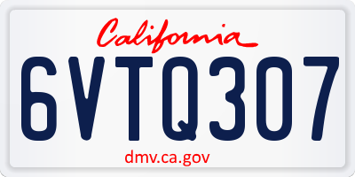 CA license plate 6VTQ307