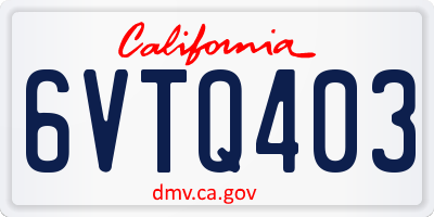 CA license plate 6VTQ403