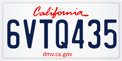 CA license plate 6VTQ435