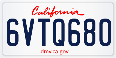 CA license plate 6VTQ680