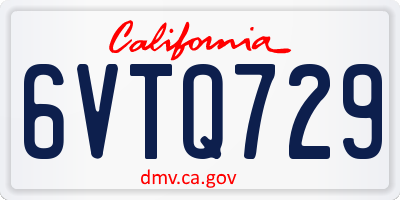 CA license plate 6VTQ729