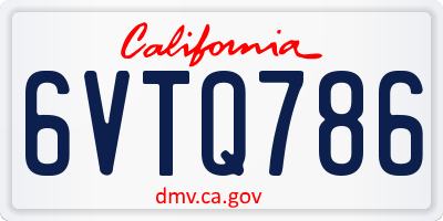 CA license plate 6VTQ786