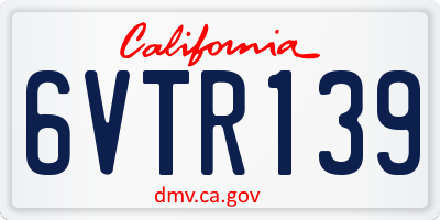 CA license plate 6VTR139