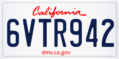 CA license plate 6VTR942