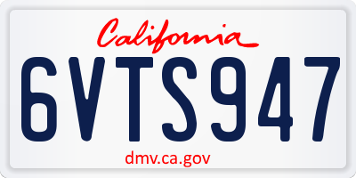 CA license plate 6VTS947