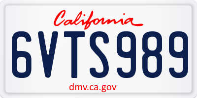 CA license plate 6VTS989