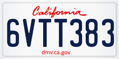 CA license plate 6VTT383