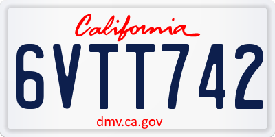 CA license plate 6VTT742