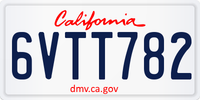 CA license plate 6VTT782