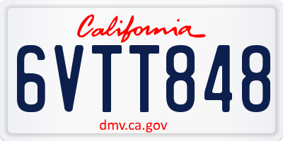 CA license plate 6VTT848