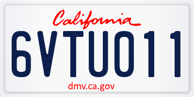 CA license plate 6VTU011