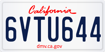 CA license plate 6VTU644