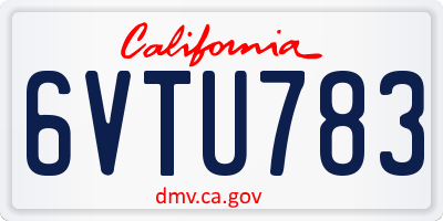 CA license plate 6VTU783