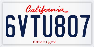 CA license plate 6VTU807
