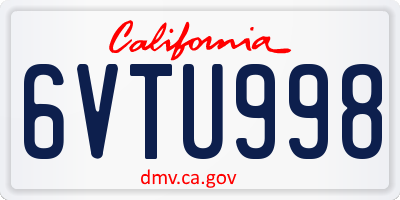 CA license plate 6VTU998