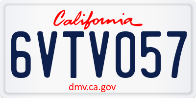 CA license plate 6VTV057