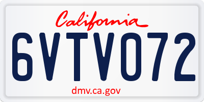 CA license plate 6VTV072