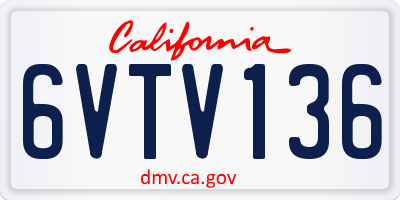 CA license plate 6VTV136