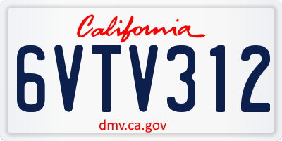 CA license plate 6VTV312
