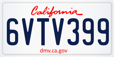 CA license plate 6VTV399