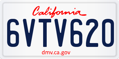 CA license plate 6VTV620