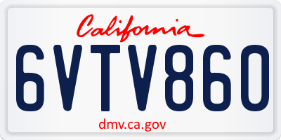 CA license plate 6VTV860