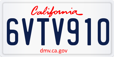 CA license plate 6VTV910