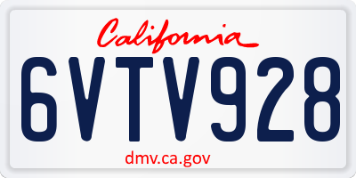 CA license plate 6VTV928