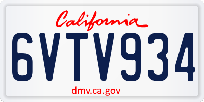 CA license plate 6VTV934