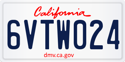 CA license plate 6VTW024