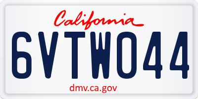 CA license plate 6VTW044