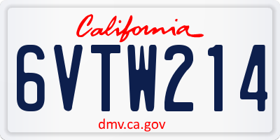 CA license plate 6VTW214