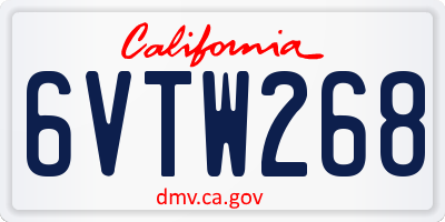 CA license plate 6VTW268