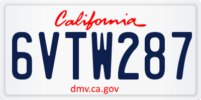 CA license plate 6VTW287