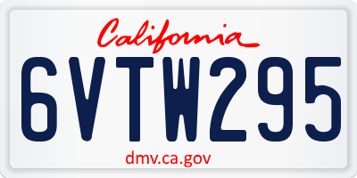 CA license plate 6VTW295