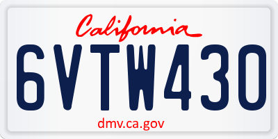 CA license plate 6VTW430
