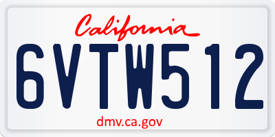 CA license plate 6VTW512