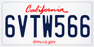 CA license plate 6VTW566
