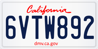 CA license plate 6VTW892
