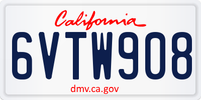 CA license plate 6VTW908