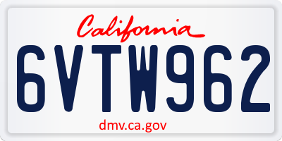 CA license plate 6VTW962