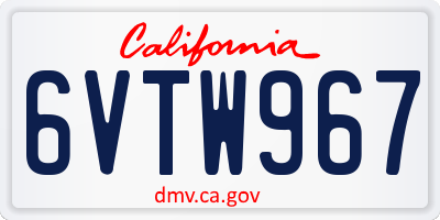 CA license plate 6VTW967