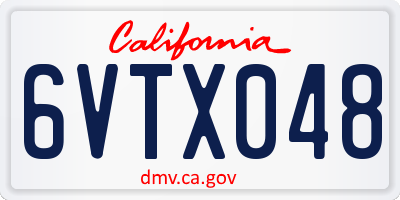 CA license plate 6VTX048