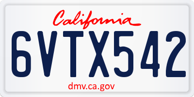 CA license plate 6VTX542