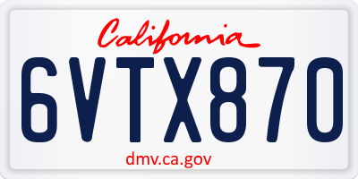 CA license plate 6VTX870