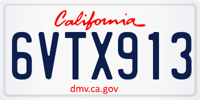 CA license plate 6VTX913