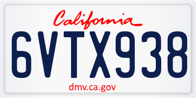 CA license plate 6VTX938